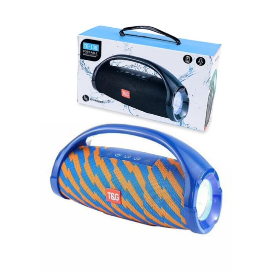T&G MINI WATERPROOF WIRELESS BLUETOOTH SPEAKER TG-136 FM/AUX/USB LED LIGHT ORANGE BLUE T&G MINI WATERPROOF WIRELESS BLUETOOTH SPEAKER TG-136 FM/AUX/USB LED LIGHT ORANGE BLUE